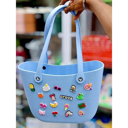 EVA Tote Bag with 17 Fun Removable Charms (6-14 Years) | Assorted Colors & Charm Designs
