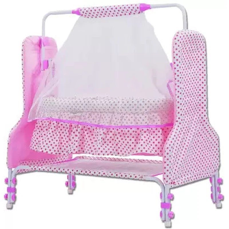 Cute Panda Face Baby Cradle With Swing Lock Function (Pink) | COD not Available