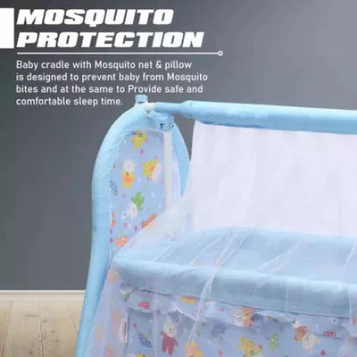 Cute Elephant Face Baby Cradle with Soft Cushion (Blue) | COD not Available