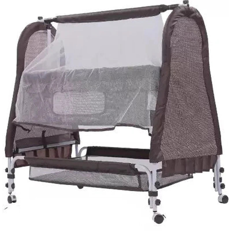 Jumbo Basket Soft Cushion Baby Cradle with Mosquito Net - Swing Lock (Brown, White) | COD not Available