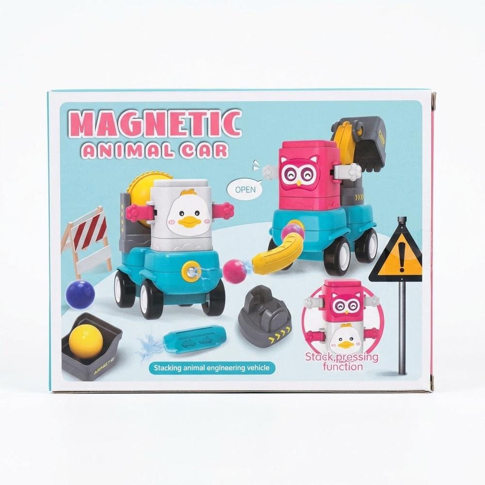 Magnetic Animal Car Building Set | DIY Assemble Toy Vehicles | Push & Press Interactive Construction Toy