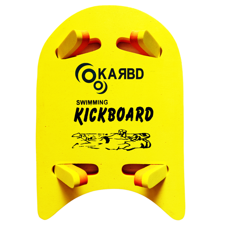 4 Cut Swimming Kickboard - Training Board | Aid Exercise Equipment with 4 Holes (6 Years till Grown Ups) | Yellow-Orange