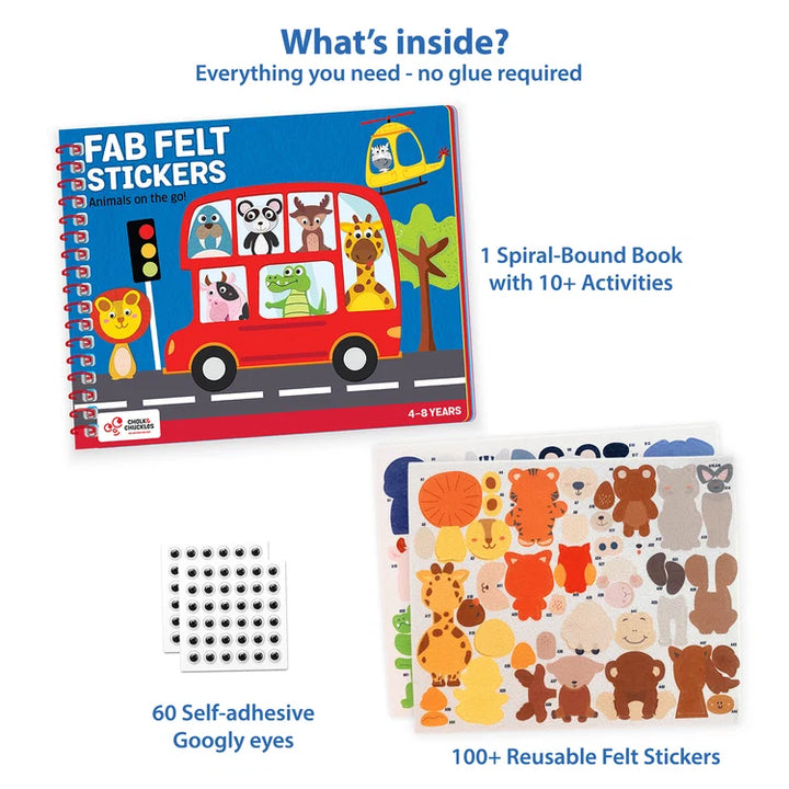 Chalk & Chuckles Fab Felt Stickers Craft Activity Book | Encourages Creativity Skills