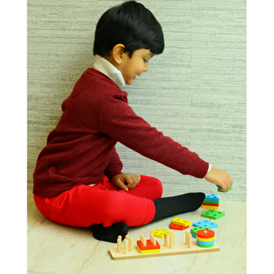 5 Shapes Small Geometric Wooden Sorter