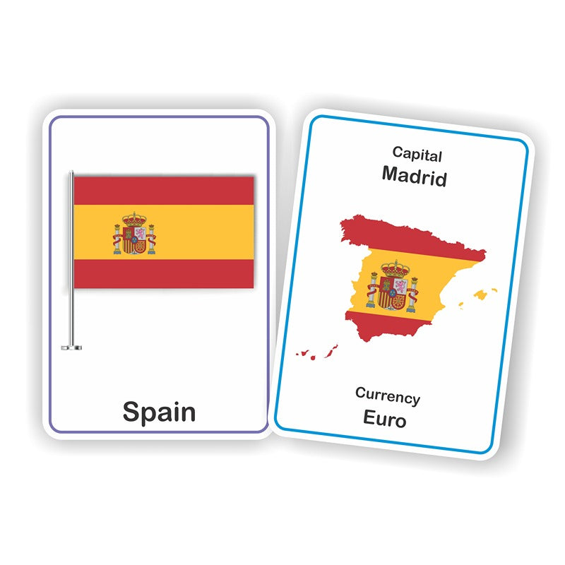 Country Flags Flash Cards for Kids - 32 Cards