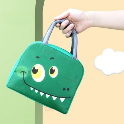 Insulated Lunch Box Bag with Aluminium Foil Insulation | Green Colour, Cute Monster Design