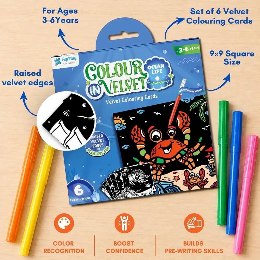 PepPlay Colour in Velvet - Ocean Life | Mess-Free Colouring Fun