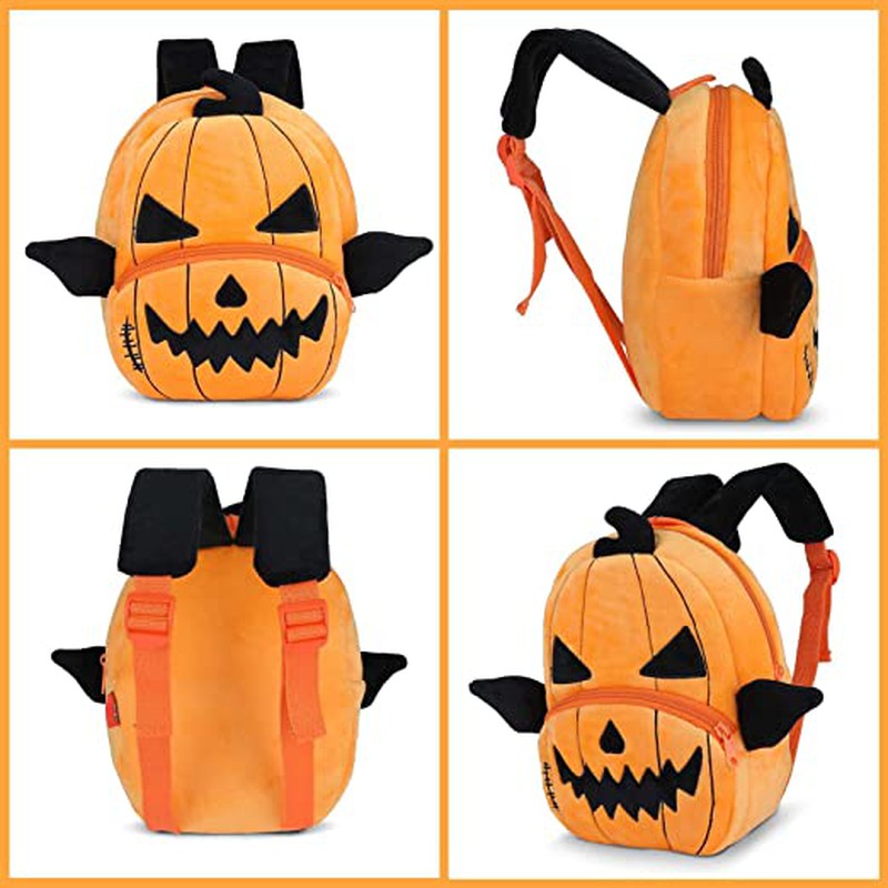 Premium Quality Soft Design Brown Pumpkin Shape School Bag for Kids - 14 Inches