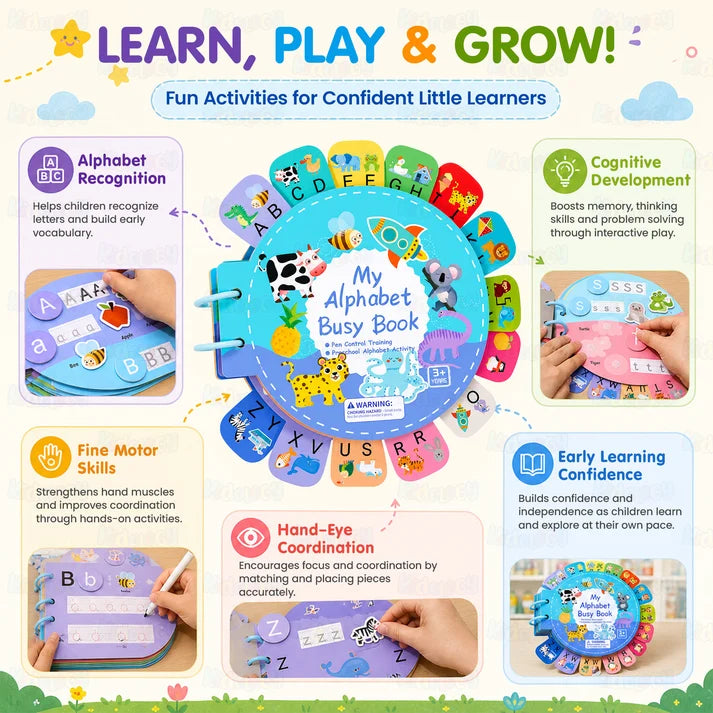 Kidology Alphabet Busy Book for Kids | Interactive ABC Learning & Activity Book