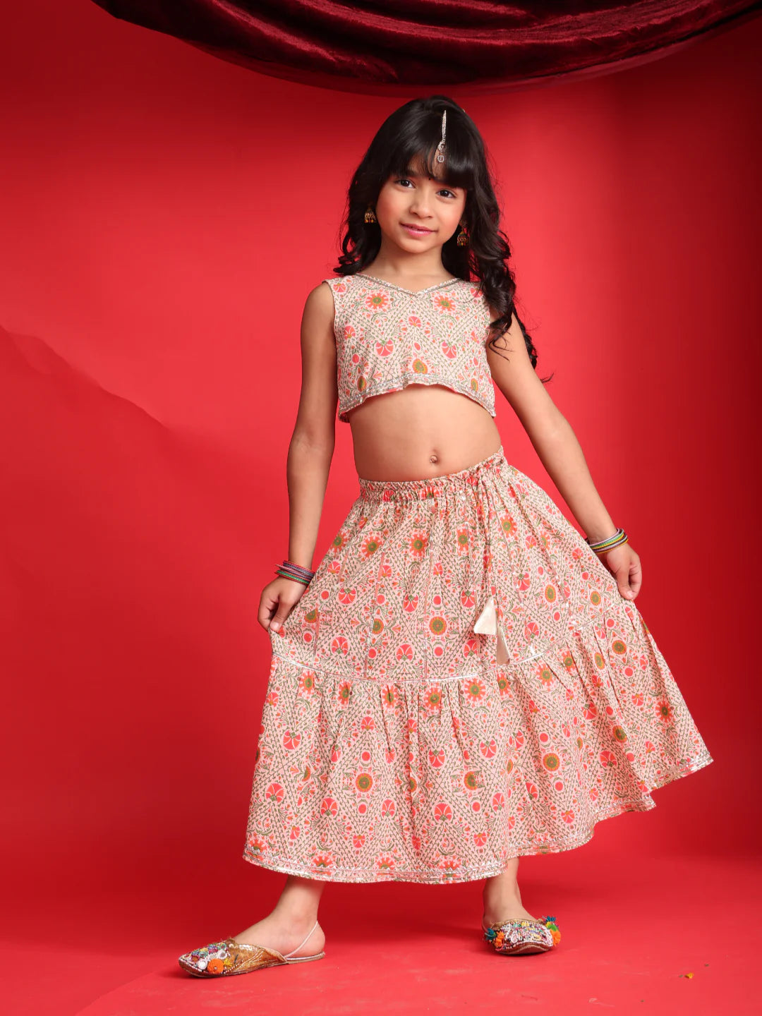 Saka Designs Girls Printed Cotton Lightweight Lehenga Choli