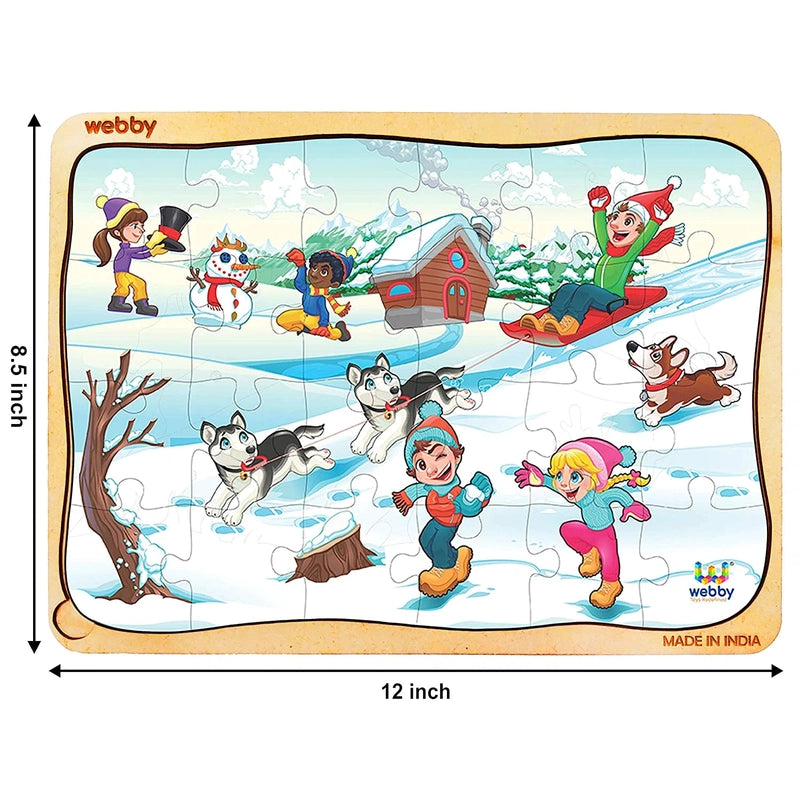 Winter Scene Wooden Jigsaw Puzzle, 24pcs