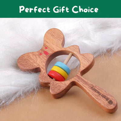 Neem Wood Teether Rattle Bear- Wooden Toy