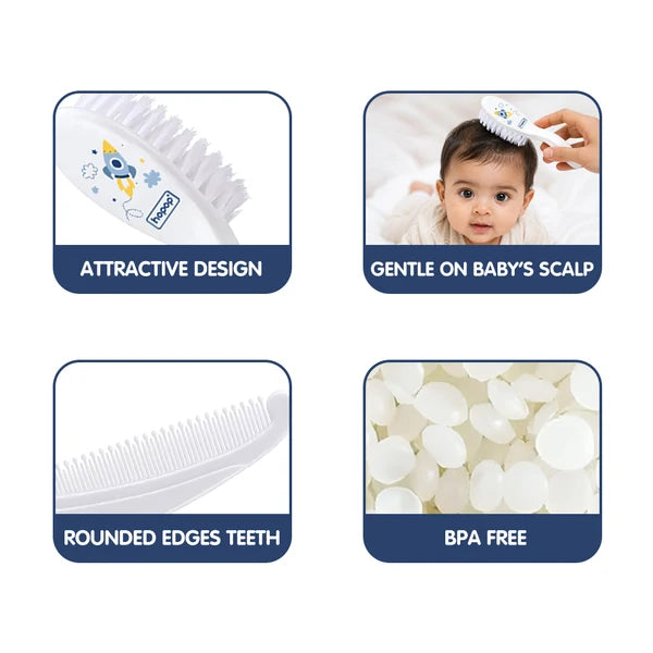 Hopop Baby Soft Bristles Comb & Brush Set - White
