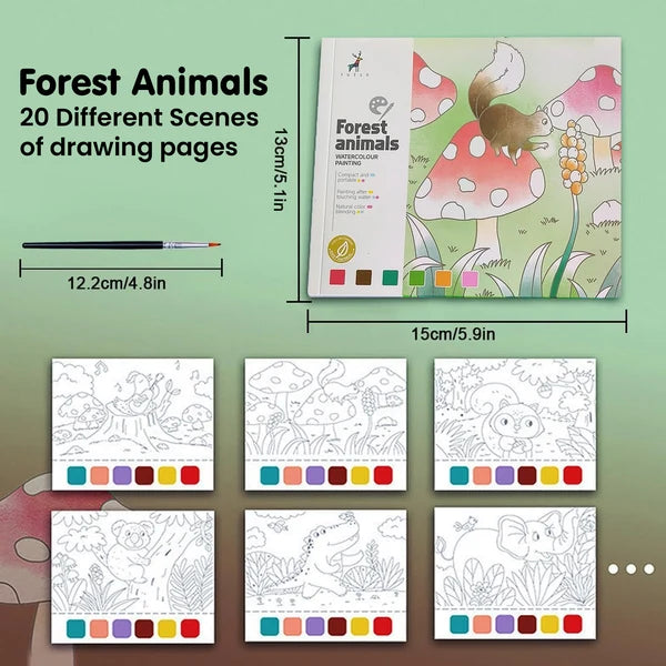 Kidology 20 Pages Forest Animals Water Color Book for Kids