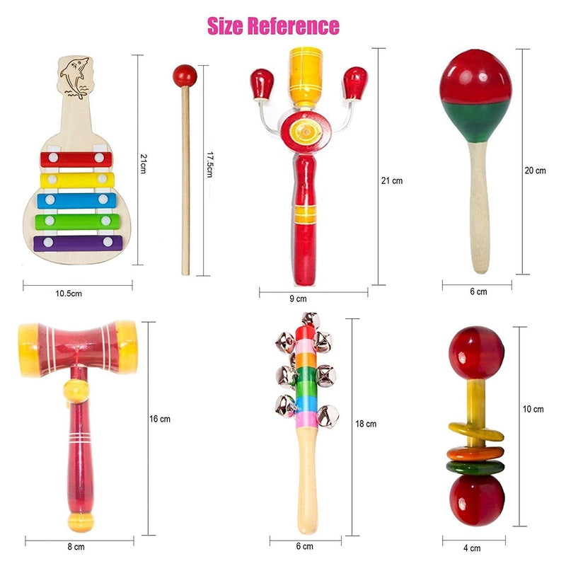 Baby Rattle Wooden Musical Toys - Set of 6