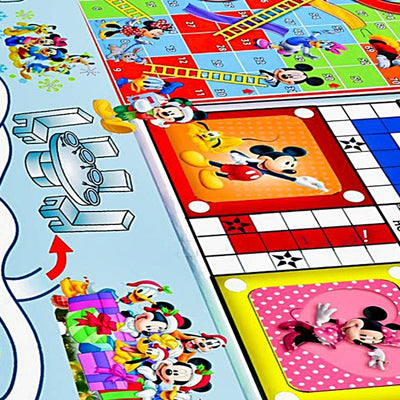 Mickey Mouse Printed Jumbo 3 in 1 Ludo, Snake & Ladder and Town Game with Dice & Tokens