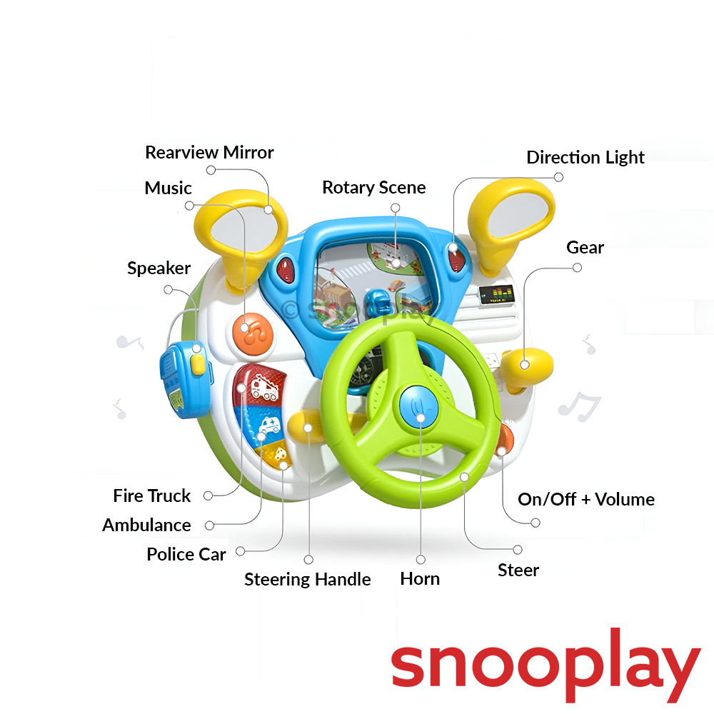 Tiny Racer Driving Simulation Toy with Steering Wheel, Mic, Lights & Sounds (3-8 Years)