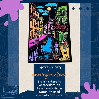 Velvet Colouring Posters for Young Adults/Grown-ups | City On Water