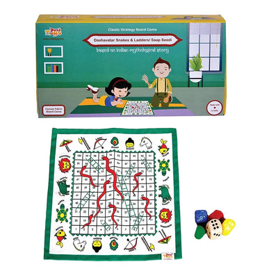 Combo Pack Of 5 Canvas Fabric Board Games | Snakes and Ladders/Saap Seedi | Nine Men's Morris/Mills Game/Navakankari | Pachisi/Chaupar/Chaupad/Indian Ludo | Chauka Bara/Ashta Chamma | Goats & Tigers/Bagh Bakri |