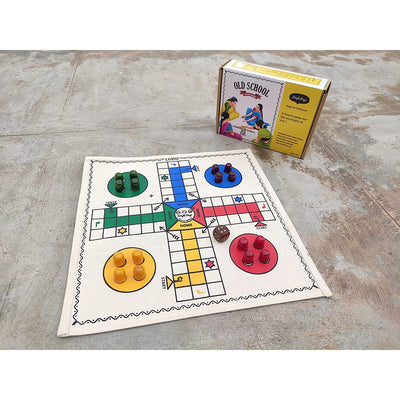 Ludo / Pachisi Board Game with Wooden Pawns and Dice (Hand Crafted Cloth Board )