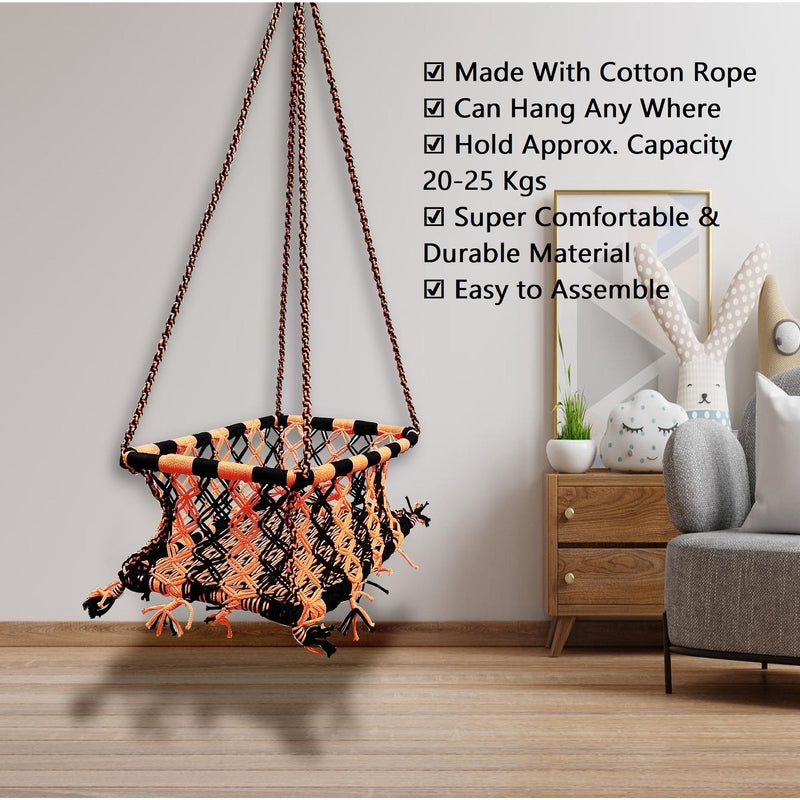 Sleeping Cotton Single Seater Jhula Swing Folding Washable with Safety Edges Corner