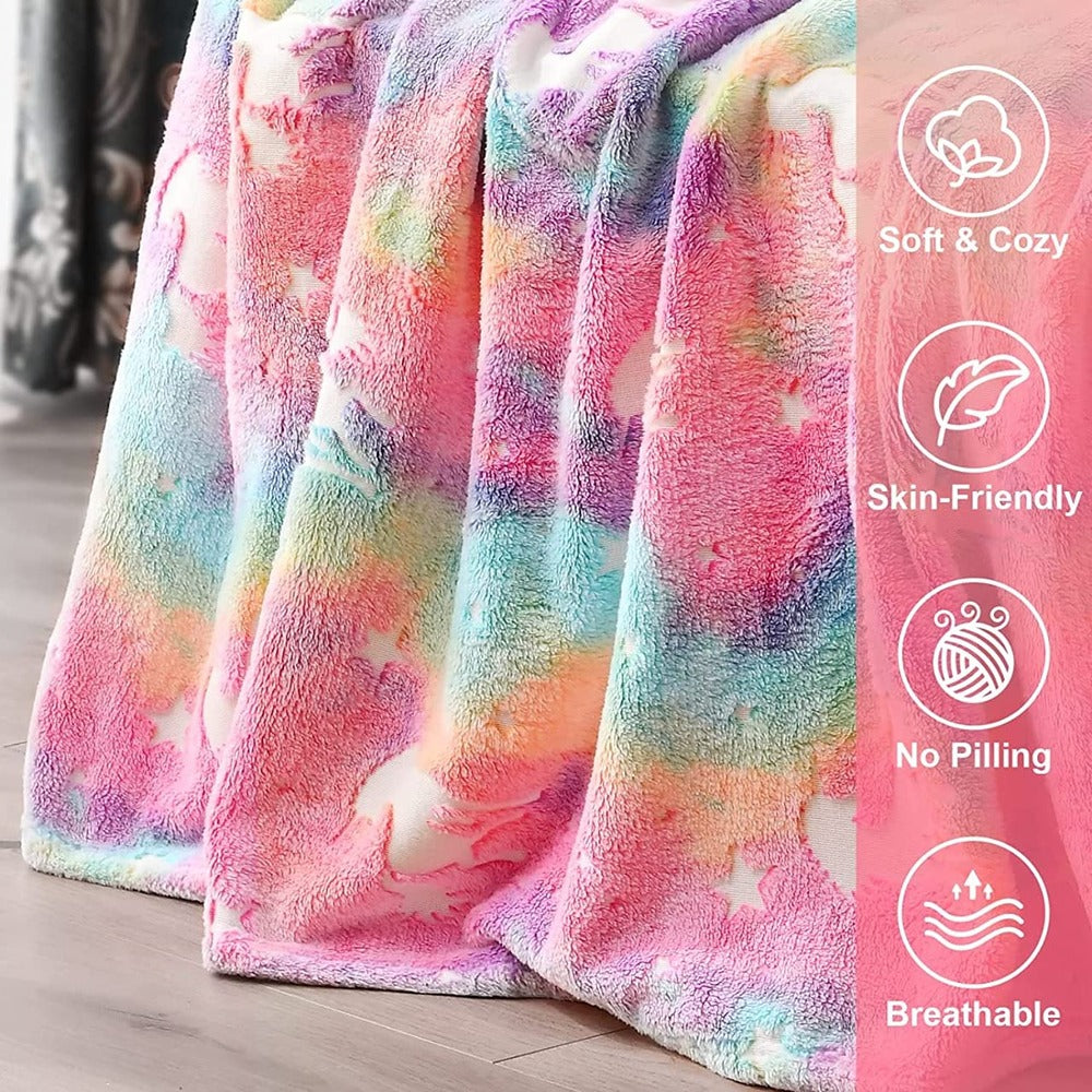 Unicorn Glow in Dark Blanket (Pink)