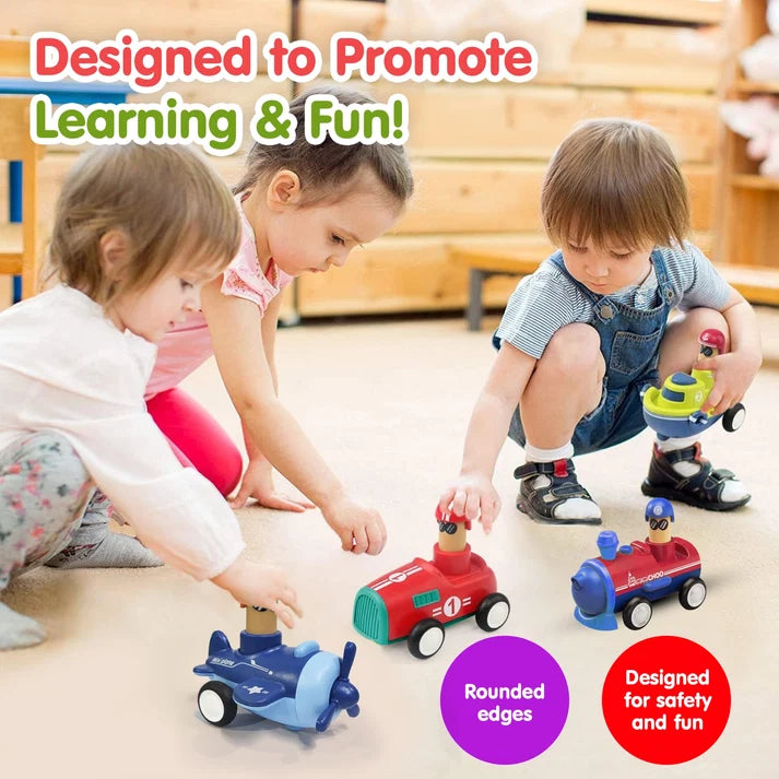 Kidology Bonkerheads 4 Push & Go Play Cars | Fun Friction-Powered Toys