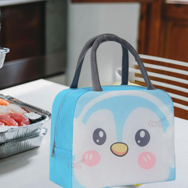 Insulated Lunch Box Bag with Aluminium Foil Insulation | Blue Colour, Penguin Design