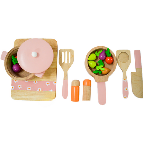Playbox 17 Pieces Grill & Chill Cooking Kit - Fun Wooden Playset (3-7 Years)