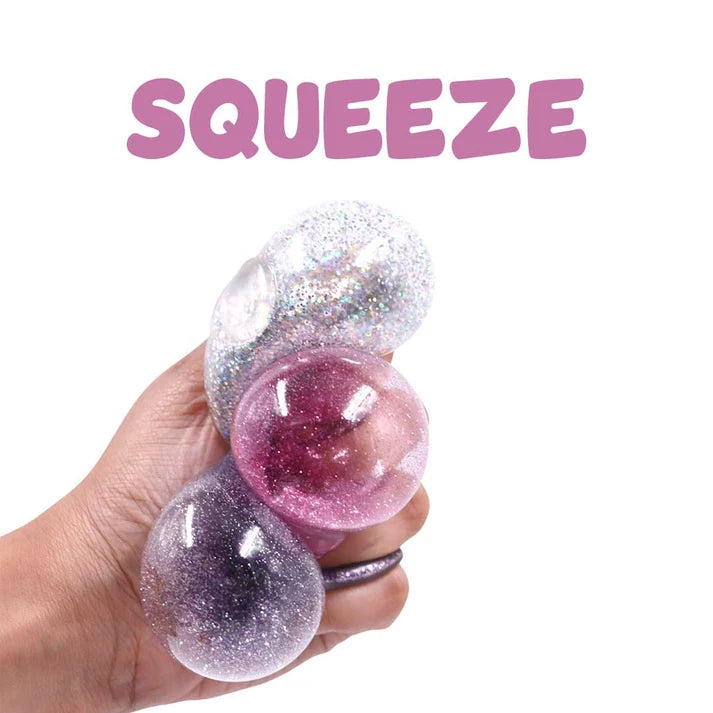 Scoobies Dazzle Drop Balls – 3 Glitter Squishy + 1 Fuzzy Spiky Sensory Ball (Set of 4) | Stress Relief & Sensory Play