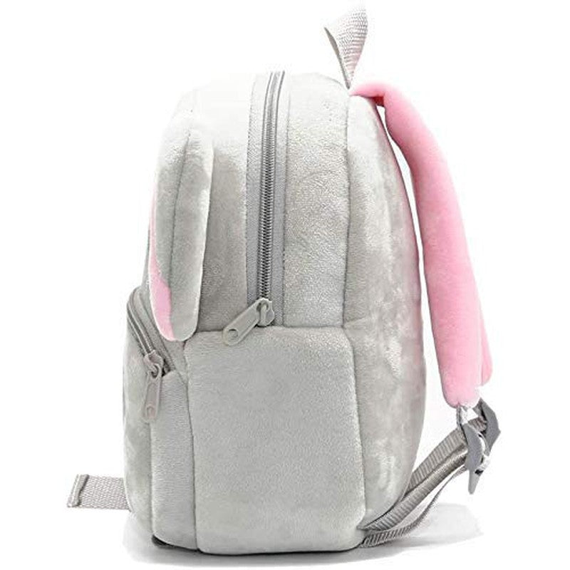 Premium Quality Soft Design Grey Elephant with Pink Ear Shape School Bag for Kids - 14 Inches