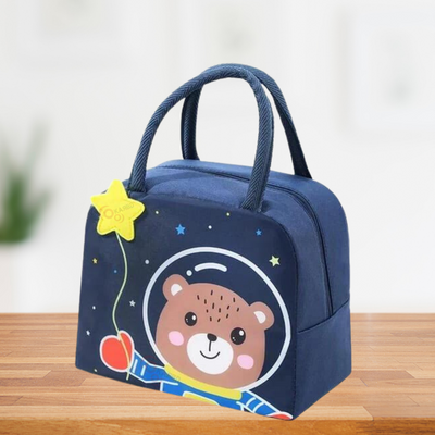 Insulated Lunch Box Bag with Aluminium Foil Insulation | Blue Color, Teddy Star Design