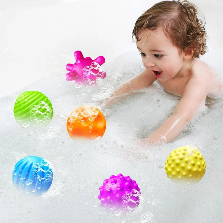 Kidology Set of 6 Montessori Sensory Silicone Ball | Tactile Development Toy for Kids