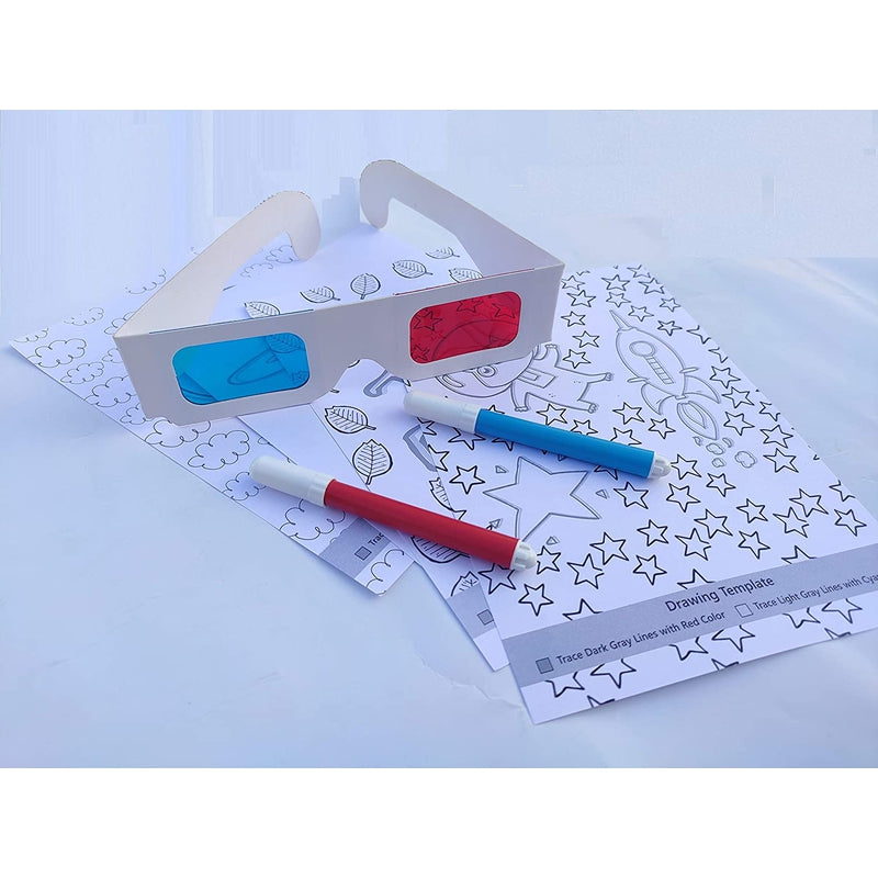 Learn 3D Hand Drawing Art (DIY Anaglyph Kit | 3D Glasses | 3D Photographs | Coloring Pens | Instruction Booklet)