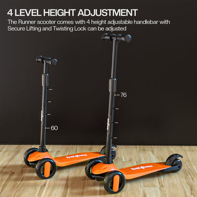Alpha Kick Scooter for Kids, Smart 3 Wheel Kids Scooter with 4 Height Adjustable Handle, Runner Scooter with Led PU Wheels & Brake | Skate Scooter for Kids - COD Not Available