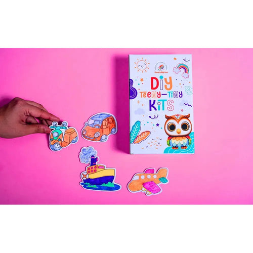 Ilearnngrow Teeny Tiny Transport Theme DIY Fridge Magnet Kit - Set of 4 Fridge Magnet