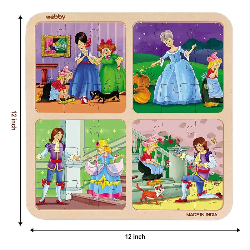 4 In 1 Wooden Cinderella Puzzle Toy, 36 Pcs