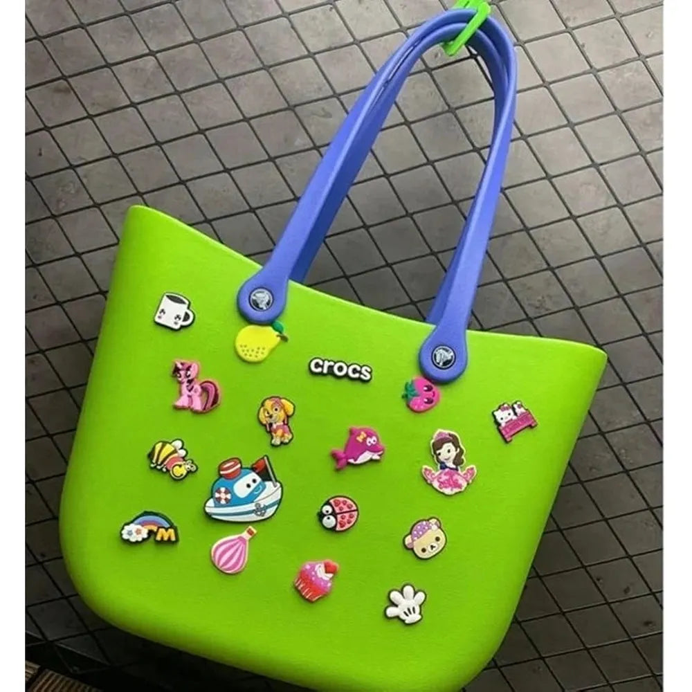EVA Tote Bag with 17 Fun Removable Charms (6-14 Years) | Assorted Colors & Charm Designs