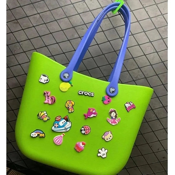 EVA Tote Bag with 17 Fun Removable Charms (6-14 Years) | Assorted Colors & Charm Designs