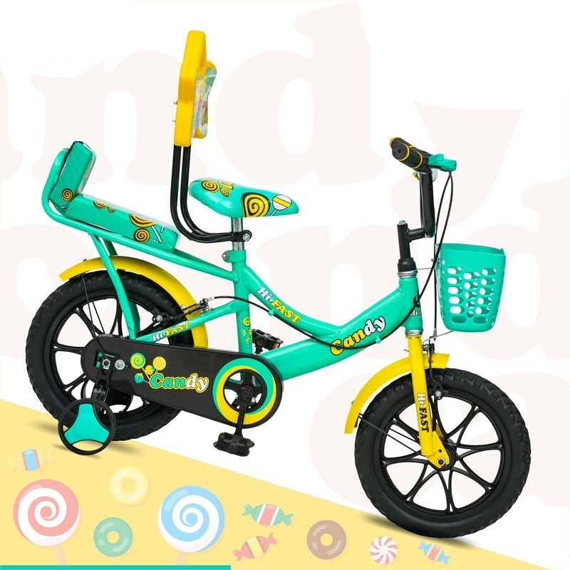 14 inch Sports Kids Cycle with Training Wheels (N Green) - COD Not Available