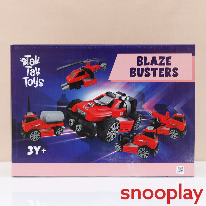Tak Tak Toys 6 in 1 Fire Vehicles Building Set - 58 Pieces | Blaze Busters (3-8 Years)