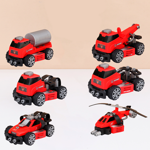Tak Tak Toys 6 in 1 Fire Vehicles Building Set - 58 Pieces | Blaze Busters (3-8 Years)