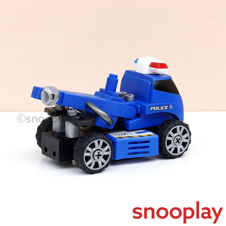 Tak Tak Toys 5 in 1 Police Vehicles Building Set - 54 Pieces | Crime Busters (3-6 Years)