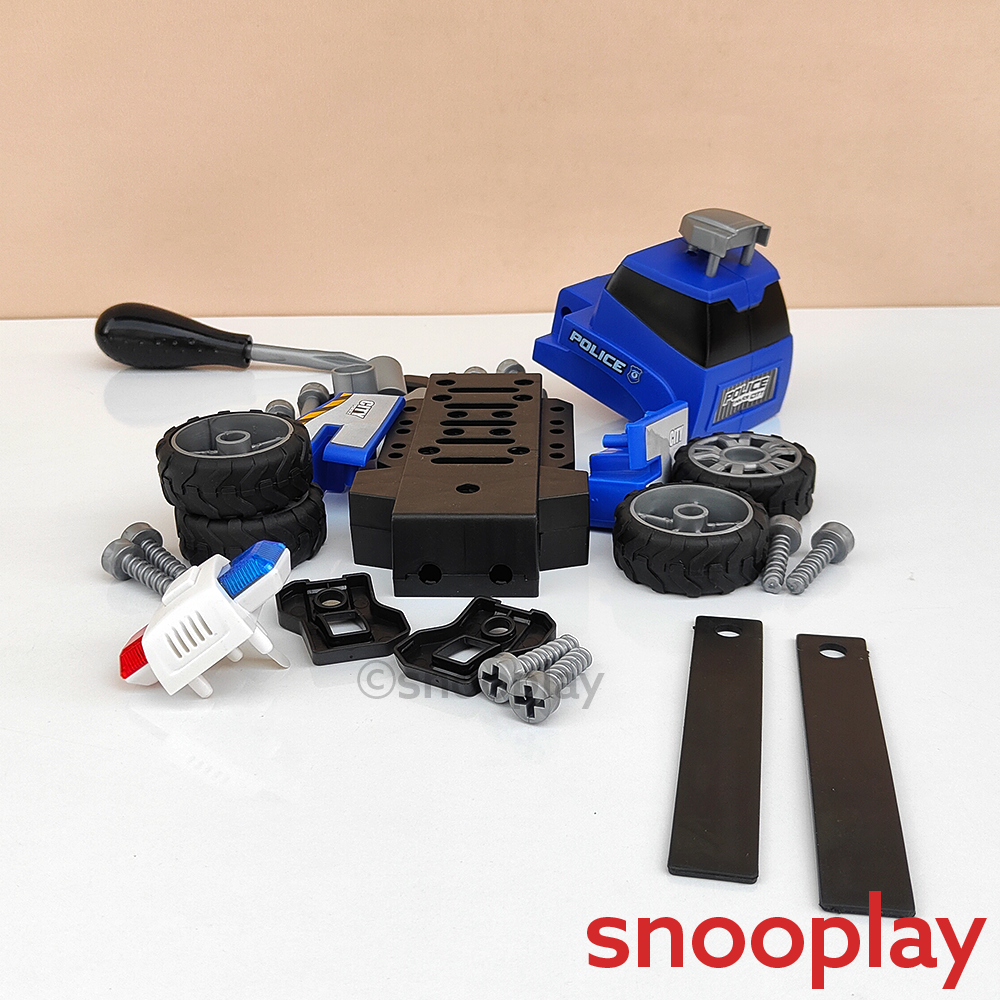 Tak Tak Toys 5 in 1 Police Vehicles Building Set - 54 Pieces | Crime Busters (3-6 Years)