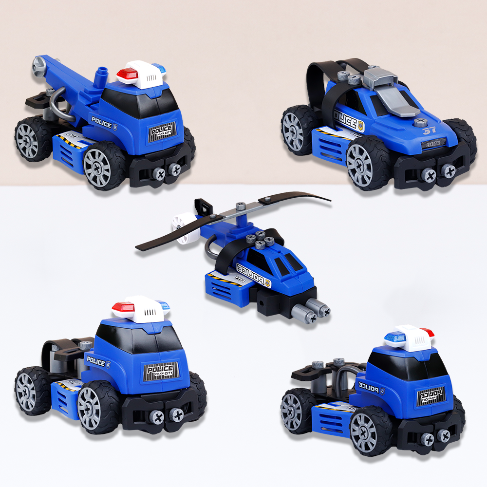Tak Tak Toys 5 in 1 Police Vehicles Building Set - 54 Pieces | Crime Busters (3-6 Years)