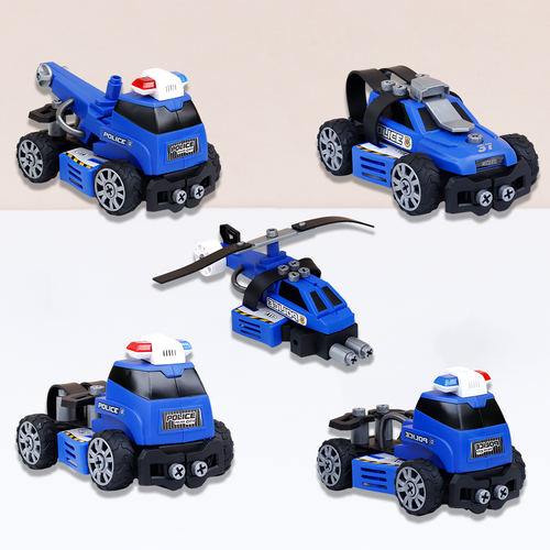 Tak Tak Toys 5 in 1 Police Vehicles Building Set - 54 Pieces | Crime Busters (3-6 Years)