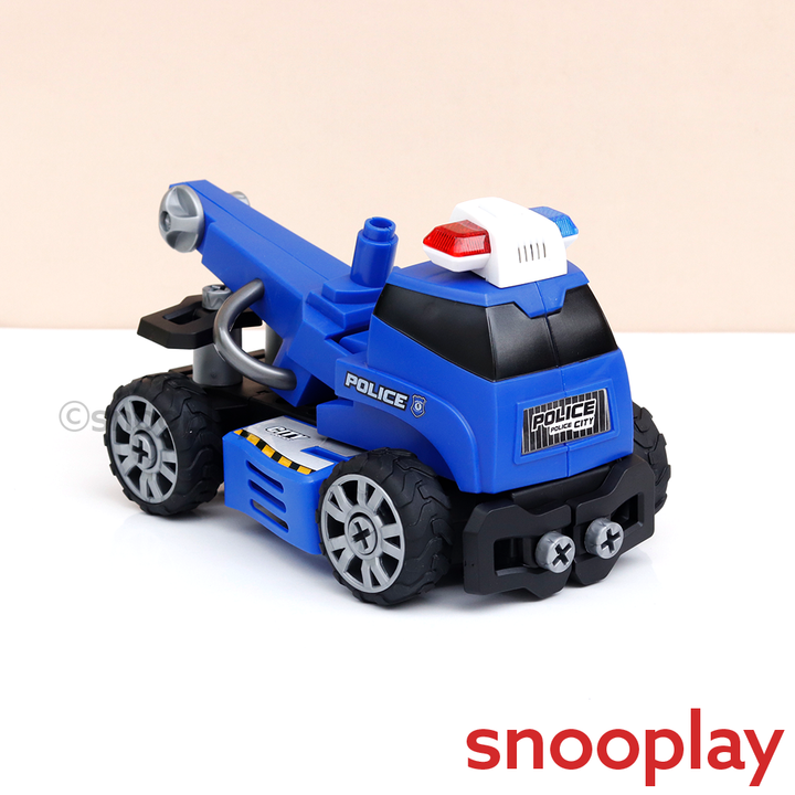 Tak Tak Toys 5 in 1 Police Vehicles Building Set - 54 Pieces | Crime Busters (3-6 Years)