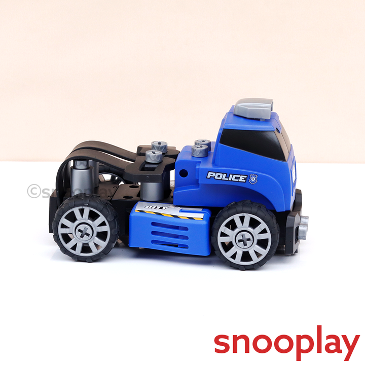 Tak Tak Toys 5 in 1 Police Vehicles Building Set - 54 Pieces | Crime Busters (3-6 Years)