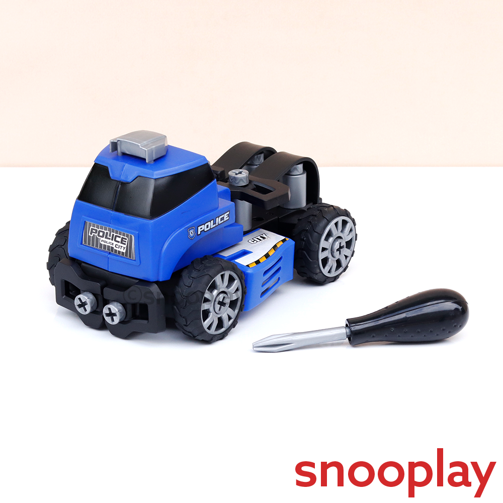 Tak Tak Toys 5 in 1 Police Vehicles Building Set - 54 Pieces | Crime Busters (3-6 Years)