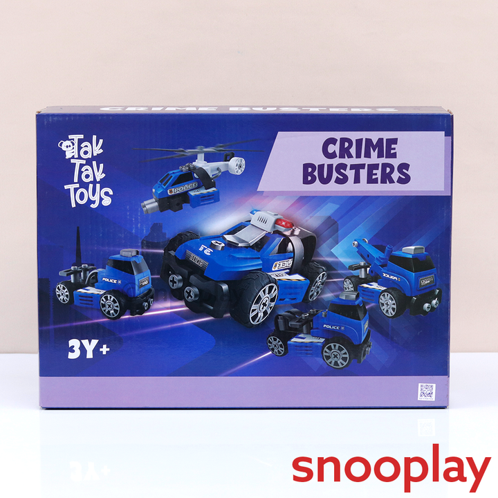Tak Tak Toys 5 in 1 Police Vehicles Building Set - 54 Pieces | Crime Busters (3-6 Years)